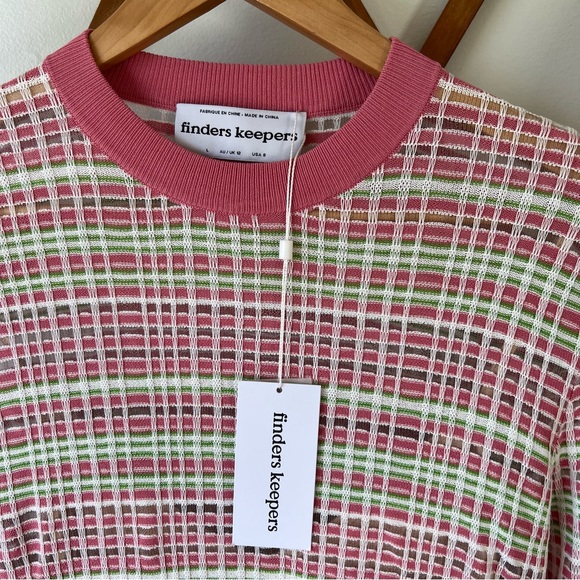 NWT “Finders Keepers” Pink and Green Knit Mini Dress - Picture 3 of 4